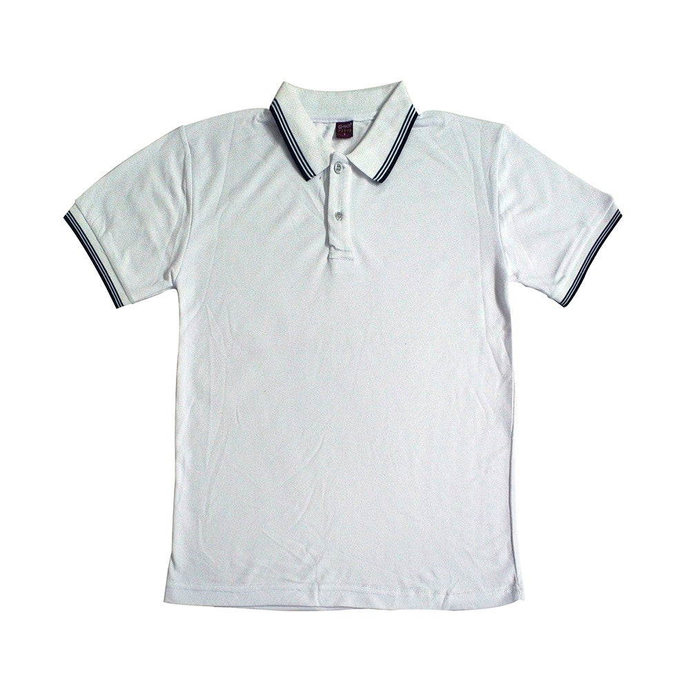 Blue corner outlet white polo shirt